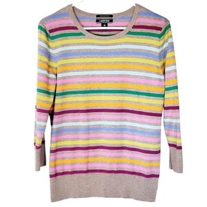 K1271 * Land's End Girls Lightweight Striped Sweater Multi-Color Size M (10/12)